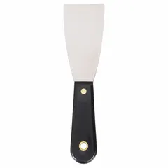 This putty knife features a carbon steel blade with a full, tapered shape for applying and smoothing putty, filler, or spackle. The polypropylene handle provides a comfortable grip. Suitable for general maintenance, drywall finishing, and light-duty patching tasks.