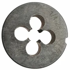 This solid shaft or guide features a 1-inch outer diameter and 1/4-28NF thread. It is a replacement component for power tools, commonly used in drilling or fastening applications requiring precise alignment.