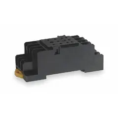 This 11-pin socket from OMRON supports both DIN-rail and surface mounting for flexible installation in control panels. Rated at 5 A, it is designed for use with R-style relays in elevator and general industrial automation applications.