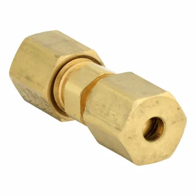 WEATHERHEAD Compression Fitting Union: 1/8 in OD x 1/8 in OD Fitting Size - Standard Sleeve Brass Compression Fittings