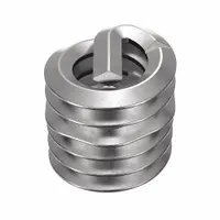 Screw-locking tangless helical insert for repairing or reinforcing threads in metal. Features a #10-24 coarse thread, right-hand direction, plain finish, and 18-8 stainless steel construction with tensile strength of 200,000 to 250,000 psi. Supplied in a 100-piece pack