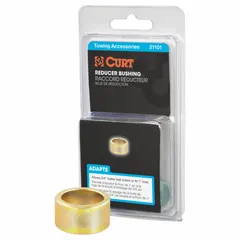 Trailer ball reducer adapts a trailer coupler to a smaller ball size. Measures 1/2 in height, 1/2 in overall length, and 1 in overall width. Used in towing applications to ensure proper hitching when coupler and ball are mismatched.