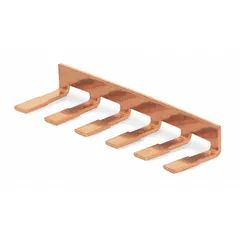 Copper jumper for bridging adjacent terminal block points. Compatible with SQUARE D 9080GC6 terminal blocks. Used in industrial control panels to create common electrical connections without additional wiring.