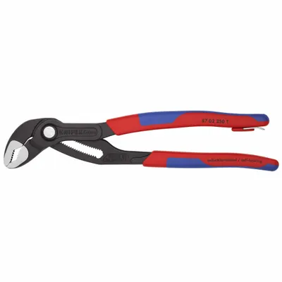 KNIPEX Water Pump Plier: V, Push Button, 2 in Max Jaw Opening, 10 in Overall Lg - V-Jaw Tongue & Groove Pliers