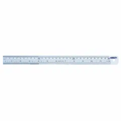 This stainless steel ruler measures 40 inches (1000 mm) with a thickness of 0.06 inches. It features a clear black finish, rigid construction, and a square edge for precise alignment. Etched graduations include 1/32 inch markings on the first 3 inches and a decimal scale, suitable for layout, marking, and dimensional checks on flat surfaces.