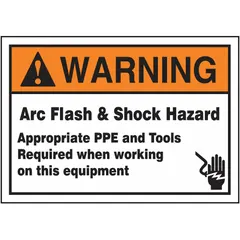 Arc Flash Label: Vinyl, Adhesive Sign Mounting, 3 1/2 in x 5 in Nominal Sign Size, 0.006 in Thick (MPN LELC370XVE). Key specifications — Sign Mounting Style: Adhesive; Retroreflective Grade: Not Retroreflective; Glow In The Dark: No.