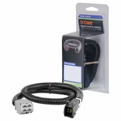 Pre-wired harness for connecting a brake controller to a tow vehicle's electrical system. Overall length 24 in, width 1 in, height 1 in. Simplifies aftermarket installation in trucks, SUVs, and fleet vehicles.
