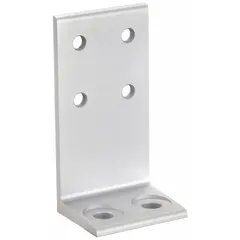 This non-adjustable floor bracket is designed to secure single 15 Series aluminum extrusions to floors in industrial framing, workstations, and machine guards. Made of anodized aluminum, it provides corrosion resistance in factory environments. Dimensions are 72 mm x 72 mm x 140 mm. Fasteners are not included.