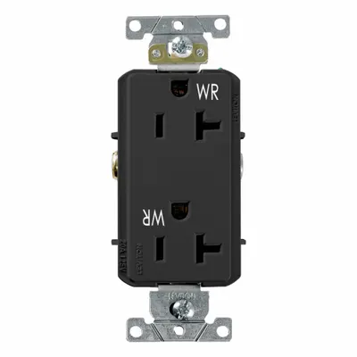 LEVITON Plugs and Receptacles: Duplex, 5-20, Black, 125V AC, 20 A, 2 Pole / 3 Wire (MPN WDR20-E) - General Purpose Receptacles