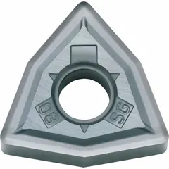 PVD carbide Trigon (W) indexable turning insert for precision turning, facing, and profiling of metal workpieces. Suitable for finishing to medium machining of steels and stainless steels.