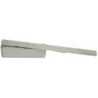 This LCN 4510 Series door closer is a Grade 1 heavy-duty aluminum unit with a track arm and non-hold open closer type. It measures 12 1/4 inches in length and 2 1/4 inches in width, with a fixed spring size 3. Suitable for interior or exterior use, it is ADA compliant for controlling door closing speed on commercial or industrial doors