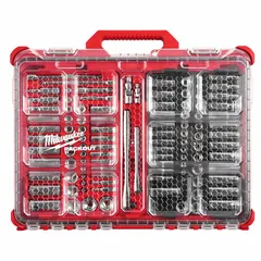 This 106-piece socket set includes 1/4 in and 3/8 in drive tools with 6-point sockets in SAE and Metric sizes ranging from 1/4 in to 1 in. It is suited for tightening and loosening fasteners in automotive, industrial, and construction applications. The set features friction drive tools and does not include socket bits or wrenches.