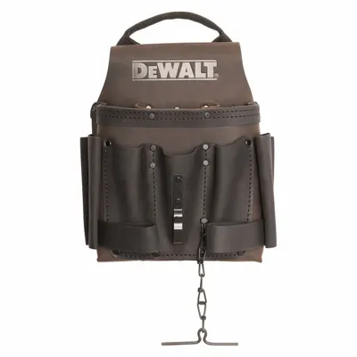 DEWALT DWST550114 Leather Tape Roll Pouch, Brown, 8 Pockets, Belt Slot - Leather Tool Pouches