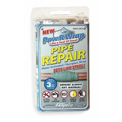 FERNCO Pipe Repair Kit: Resin Fiberglass, 3 in W x 132 in L Wrap Size - Repair Kits for Tube & Pipe
