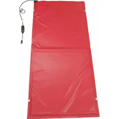 This heated curing blanket is used for maintaining concrete temperature during cold-weather pours. It operates at 240 V AC with a wattage output of 1130.03 W. Dimensions are 36 inches wide by 15 feet long. Suitable for slabs, foundations, and flatwork to prevent freeze damage and ensure proper strength gain.