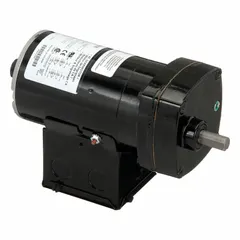 This parallel shaft AC gearmotor features a single output shaft, permanent split capacitor (PSC) motor, and totally enclosed non-ventilated (TENV) enclosure. It delivers 17 RPM with a maximum torque of 150 in-lb, operates in both clockwise and counterclockwise directions, and draws 0.56/0.29 A full load current. Suitable for applications requiring low-speed torque such as conveyors, packaging machinery, and indexing tables.