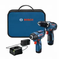 BOSCH Cordless Tool Combination Kit: 2 Tools, Drill/Impact Driver, 12 V DC Volt, Battery Included (MPN GXL12V-220B22)