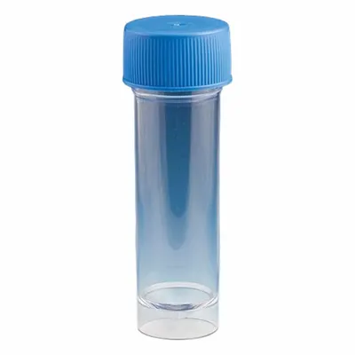GLOBE SCIENTIFIC 30 mL Polystyrene Centrifuge Tube with Blue HDPE Closure - Plastic Test Tubes