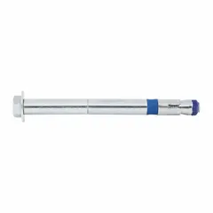 Steel hex-head sleeve anchor with 3/4 in diameter and 9/16"-12 thread size. Used for fastening heavy fixtures into solid concrete or masonry. Supplied in a 10-pack.