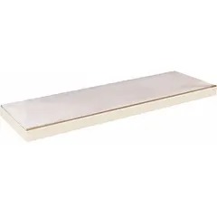 This boltless shelf kit includes a particleboard deck and two side-to-side steel beams. The powder-coated steel frame supports up to 650 lb. Suitable for organizing boxes and supplies on boltless shelving systems in warehouses and workshops.