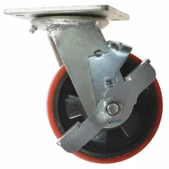Caster wheel designed for use with lift tables and pallet positioners. Provides mobility and support for industrial equipment in material handling applications.