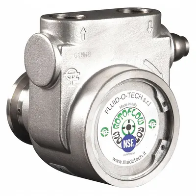 FLUID-O-TECH Rotary Vane Pump: Direct Drive, Stainless Steel Body, 1/2" NPT - Carbonator Mount Rotary Vane Pump Heads