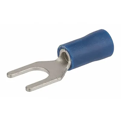 POLARIS Fork Terminal: Blue, Vinyl, #10 Stud Size, 16 AWG – 12 AWG Wire Range, Std Fork - Insulated Fork Terminals