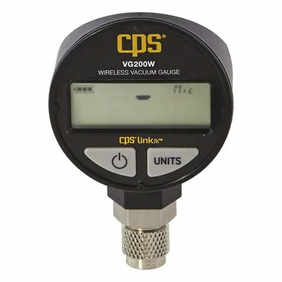 BLACKMAX Vacuum Gauge: LCD, 0 micron Hg to 2,000 micron Hg, 1/4 in Female SAE Flare Right-Hand - Wireless Digital Vacuum Gauges