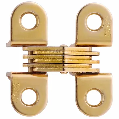 SOSS Concealed Hinge: Brass, 1 1/2 in Leaf Ht, 1/2 in Leaf Wd - Full Mortise-Mount Concealed Hinges