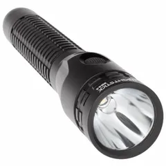 Rechargeable flashlight delivering 1,100 lumens with a 4.25-hour run time at maximum brightness. Includes AC/DC charger cords and rechargeable battery. Suitable for industrial maintenance, inspection, and security tasks requiring portable lighting.