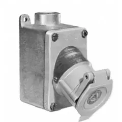 One-gang GFCI receptacle rated 125V AC and 20 A with 3 poles and 2 wires. Provides ground-fault circuit interruption for personnel and equipment protection. Suitable for use in industrial and commercial locations where electrical safety is required.