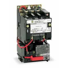 This non-reversing magnetic motor starter is NEMA Size 4 rated at 135 A for three-phase motors. It features a 480V AC coil, electronic overload protection (no thermal units required), and screw clamp terminals. Suitable for starting and stopping motors in industrial applications such as conveyors, pumps, and compressors.