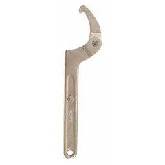 Adjustable-hook spanner wrench with 11 in overall length, 3/8 in hook thickness, and 1/8 in hook depth. Used for adjusting or tightening locknuts and retaining rings within a 2 in to 4-3/4 in capacity range.