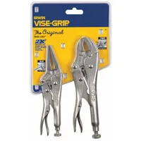 Locking Pliers Set: Curved, 2 in_1 1/2 in Max Jaw Opening, 6 in_7 in Overall Lg, Plain Grip (MPN 36)