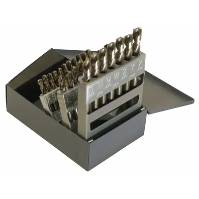 CHICAGO-LATROBE Screw Machine Drill Bit Set: 26 Pc, A to Z, 135° Split Point - Cobalt Screw-Machine Length Drill Bit Sets