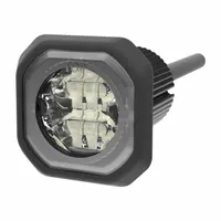 Amber/red LED perimeter light with clear lens, 15.1 W, 12-24V, and 69 flash patterns. Designed for permanent installation on emergency vehicles for scene lighting and directional warning