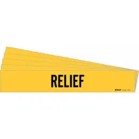 Pipe Marker: Relief, Yellow, Black, Fits 2 1/2 to 7 7/8 in Pipe O.D., 1 Pipe Markers, 5 PK (MPN 7239-1-PK)