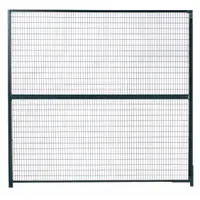 Steel stacking panel with gray powder-coated finish, measuring 12 ft high by 10 ft wide by 1 1/4 in deep. Used as a modular wall section for constructing secure welded-wire partitions, enclosures, storage cages, or machine guarding in industrial facilities