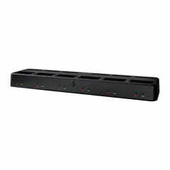 This multi-unit charger is designed for COBRA Performa series radios, charging up to six units simultaneously. It provides a centralized charging solution for multiple radios, suitable for use in settings where several two-way radios are deployed.