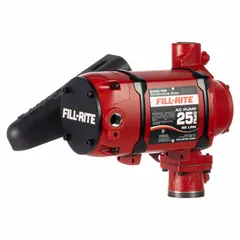 This bung-mount AC-powered fuel transfer pump from FILL-RITE is designed for transferring diesel, kerosene, and other non-flammable liquids from drums or tanks. It features a cast iron pump body, operates on 120 V AC with a 1/3 hp motor, and delivers a maximum flow rate of 25 gpm. The unit is supplied as pump-only, without a discharge hose or nozzle, and is suitable for use in industrial, agricultural, and fleet maintenance settings where a 120 V power source is available.