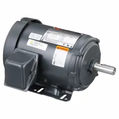 Totally enclosed fan-cooled (TEFC) 3-phase AC motor with rigid base mount. Rated 2 hp, 3505 RPM, full load current 5.7/2.8 A at 230/460V AC. Suitable for industrial applications such as pumps, fans, conveyors, and compressors.