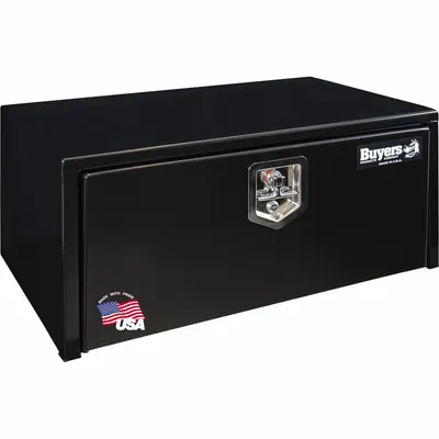 BUYERS PRODUCTS Single Drop-Down Door Box, Black, 16 in Depth, Keyed Lock - Single Drop-Down Door Boxes
