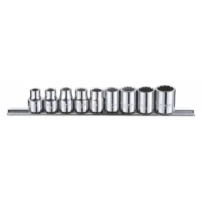 WESTWARD 9-Piece SAE Socket Set, 3/8 in Drive, 12-Point, 1/4 in to 5/8 in - SAE & Metric Socket Sets