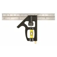 JOHNSON LEVEL Combination Square: Inch/Metric, Stainless Steel, 3 1/2 in, 6 in x 0.85 in, Cast Zinc (MPN 406EM)
