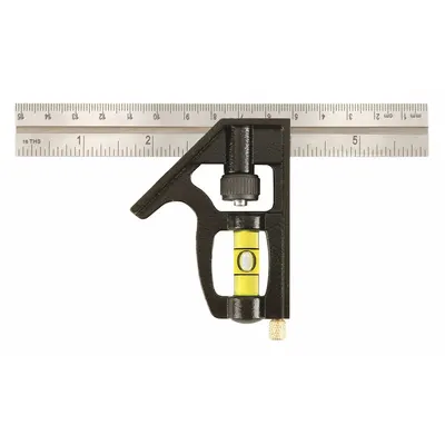 JOHNSON LEVEL Combination Square: Inch/Metric, Stainless Steel, 3 1/2 in, 6 in x 0.85 in - Combination Squares
