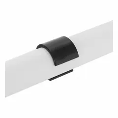 Plastic leveling shim with matte black finish, designed for use with 28 mm clamp-on pipe systems. Provides a corrosion-resistant adjustment to level and align piping in structural framing installations. Length: 1/8 in.