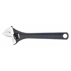 General purpose adjustable wrench with black phosphate finish. Overall length 24 in, jaw capacity 2 3/4 in. Used for tightening or loosening nuts, bolts, and fittings in maintenance, plumbing, and mechanical tasks.