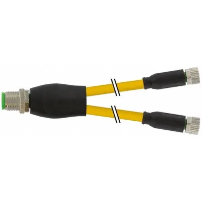 MURRELEKTRONIK M12 x M8 Y-Distributor Cordset, PVC Jacket, Yellow, 1 m - M12 x M8 Y-Distributor Cordsets with PVC Jacket for Flexing Applications