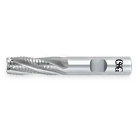 This OSG cobalt roughing end mill is designed for heavy material removal in industrial machining operations. With 8 flutes, a 2-inch diameter, and a 2-inch length of cut, it is suited for roughing steel, stainless steel, and other ferrous alloys. The cobalt high-speed steel construction provides heat resistance for demanding applications