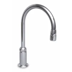 This brass gooseneck spout with chrome finish is designed for controlled water delivery in commercial and industrial settings. It features a 3.2 gpm flow rate and NPT connection, suitable for laboratory sinks, janitorial stations, and wash-down areas.